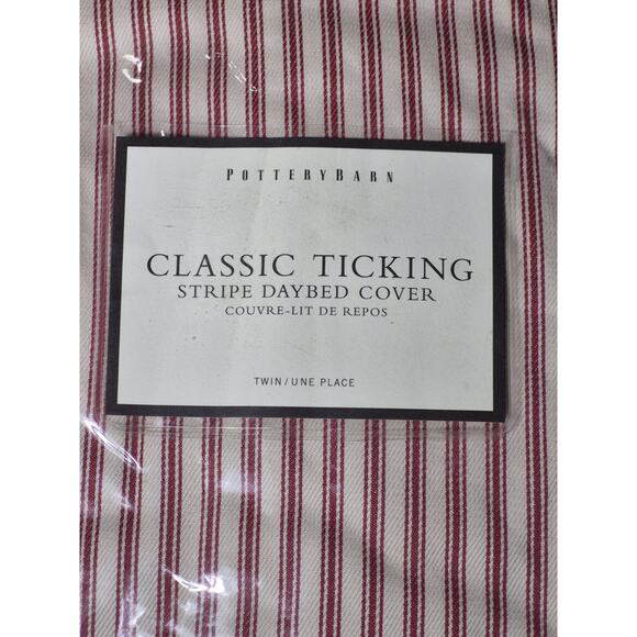 POTTERY BARN Classic Ticking Stripe Daybed Cover Twin Red & White New In Package - Picture 2 of 6